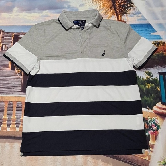 Nautica Nav‎ Tech Shorts Sleeve Shirt Large - Picture 1 of 4